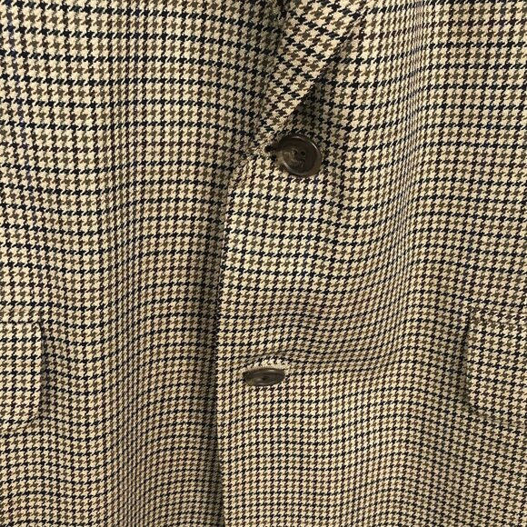 Eddie Bauer Blazer Men’s 46 Tall Brown Burgundy Houndstooth Silk Wool Jacket - Picture 3 of 16